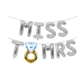 Sada balónků "MISS TO MRS" stříbrná