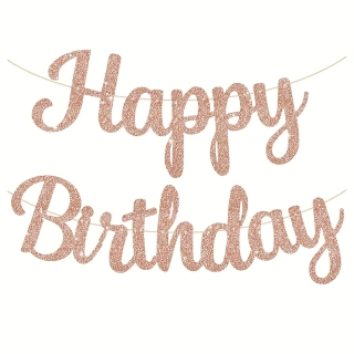 Nápis HAPPY BIRTHDAY – růžovozlatý glitrový, velký