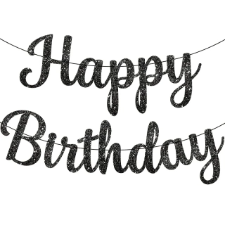 Nápis HAPPY BIRTHDAY – černý glitrový, velký