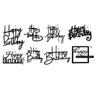 Zápichy do dortu - Happy birthday černé