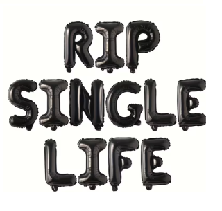 Fóliový nápis RIP SINGLE LIFE – černý (40 cm výška písmen)